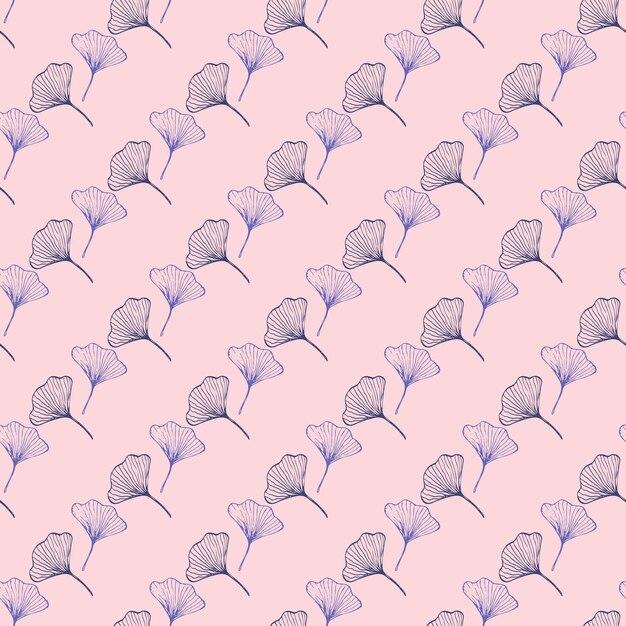 Ginkgo biloba dibujado a mano de patrones sin fisuras. Diseño textil y papel de regalo. Vector