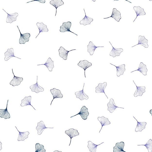 Ginkgo biloba patrón sin costuras dibujado a mano. Diseño textil y papel de regalo. Vector