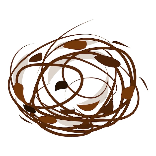 Giradores marrones abstractos que forman una esfera sobre un fondo blanco
