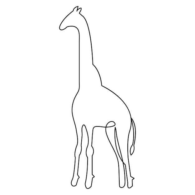 Girafa continua de una línea dibujando a mano símbolo de animal y ilustración de icono vectorial de contorno