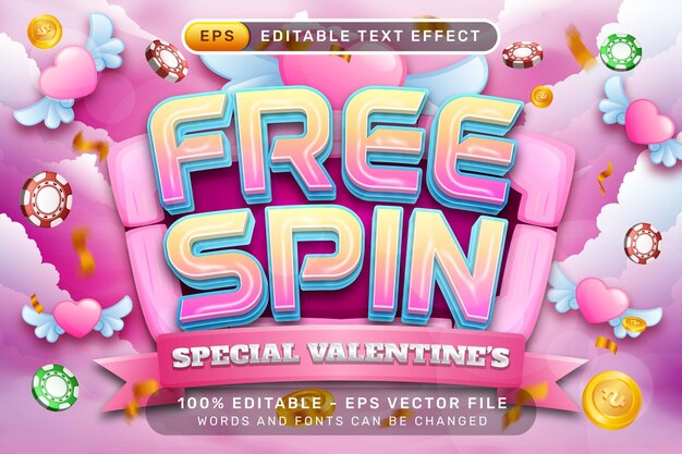 girar gratis el día de San Valentín efecto de texto 3D y efecto de texto editable