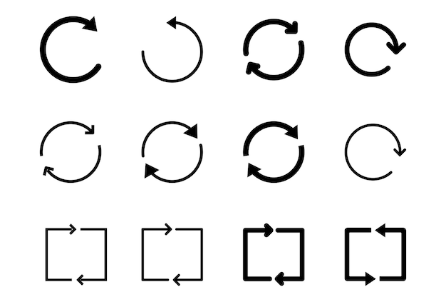 Girar el ícono de la flecha vectorial Refrescar los íconos Iconos de círculo configurar refrescar la imagen vectorial
