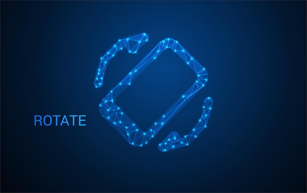 Girar icono hecho de líneas poligonales azules brillantes Símbolo de tecnología futurista Refrescar flecha Concepto de bucle digital
