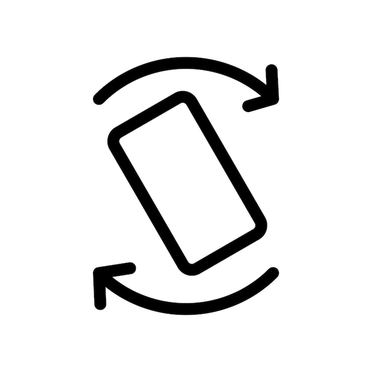 Vector girar el icono de la pantalla flechas negras y teléfono gráfico vectorial simple y claro