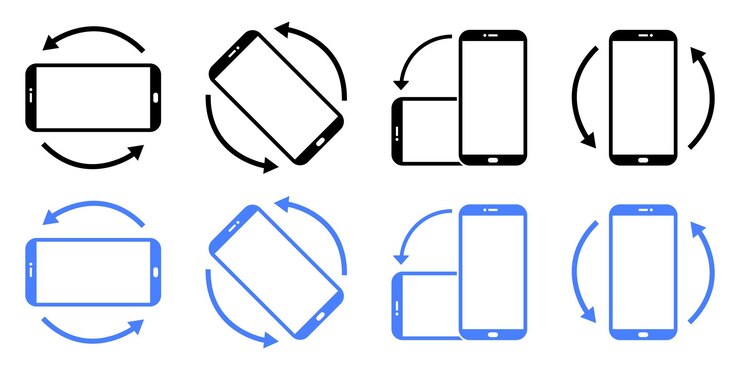 Vector girar el icono del teléfono inteligente inclinar la pantalla el icono de rotación establecer la rotación horizontal o vertical