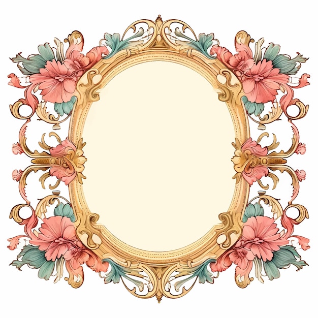 Vector girar vector floral florecer diseño de ilustración decorativo borde victoriano conjunto ornamental retro