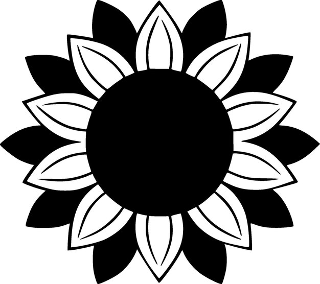 Girasol blanco y negro icono aislado ilustración vectorial