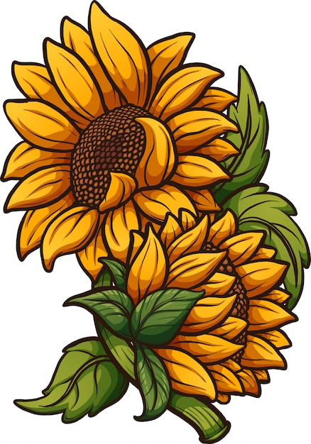 Girasol de dibujos animados