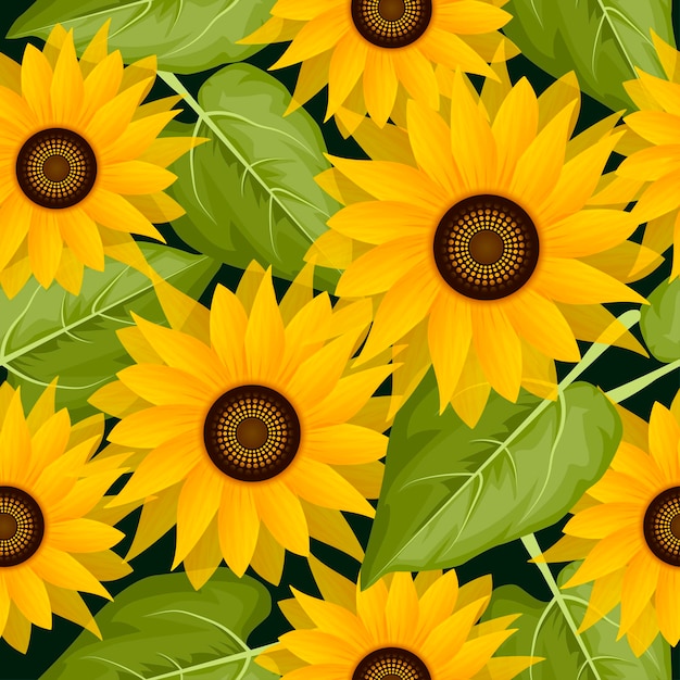 Vector girasoles acuarela de patrones sin fisuras