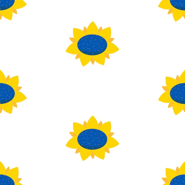 Vector girasoles amarillos con centro azul.