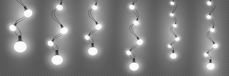 Vector girasoles de luces navideñas en un fondo transparente aislado