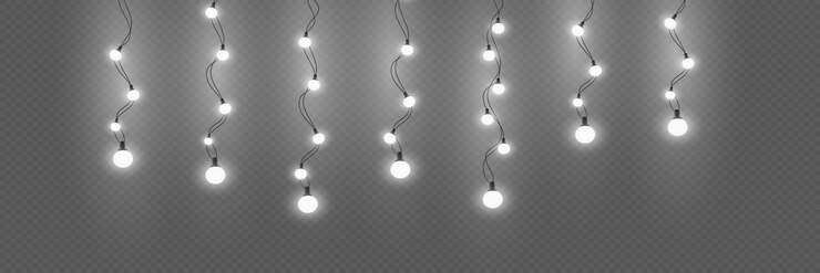 Vector girasoles de luces navideñas en un fondo transparente aislado