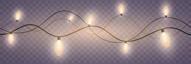 Girasoles de luces navideñas en un fondo transparente aislado