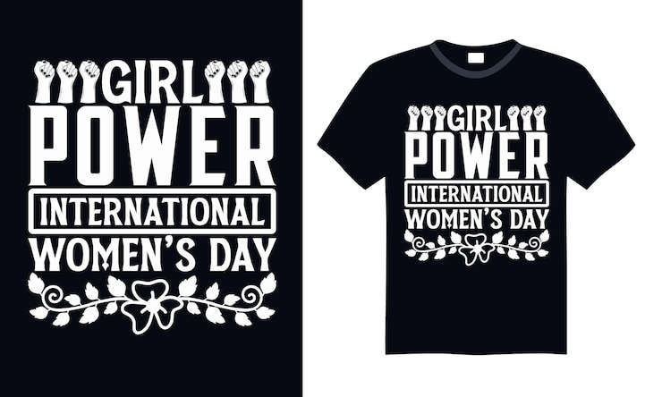 Vector girl power día internacional de la mujer inspirador manuscrito caligrafía del día de la mujer
