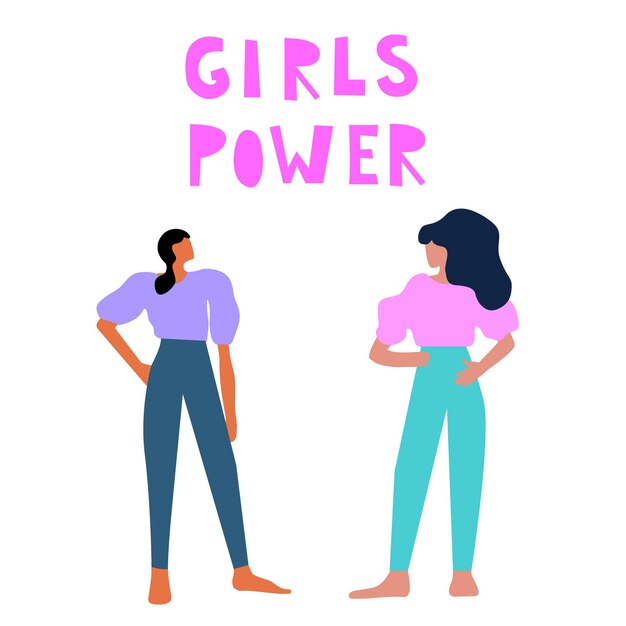 Girls Power Empowerment Feminist Theme Pattern Woman Support Sisterhood Selfcare Concept Icon