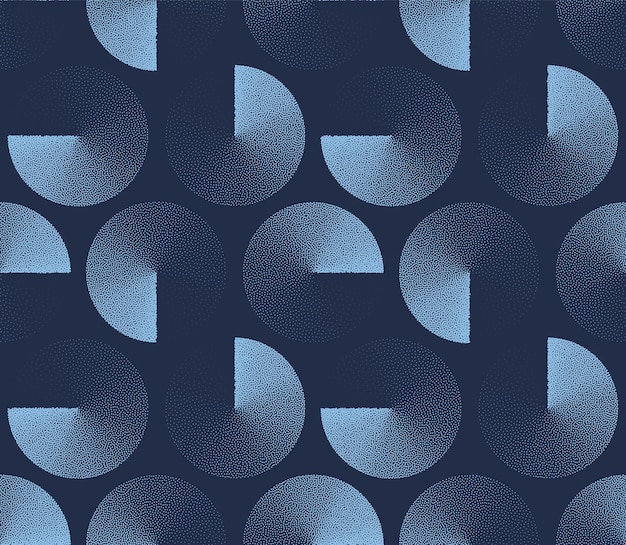 Giro Círculos Vector Patrones Sin Fisuras Tendencia Fondo Abstracto Retro Azul Oscuro