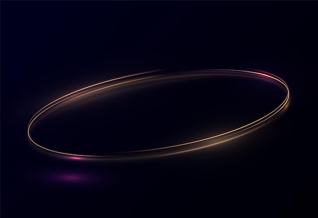 Giro dorado claro png. Efecto de luz curva de línea dorada. Círculo dorado luminoso.
