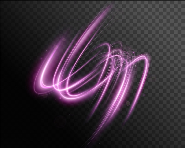 Giro rosa claro. Efecto de luz de curva de línea rosa. Círculo rosa luminoso. Pedista rosa claro, podio