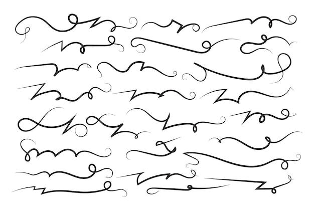 Los giros rizados son decorativos, los lápices de pluma, la filigranía florece, la caligrafía, las letras, los pergaminos, los elementos de texto.
