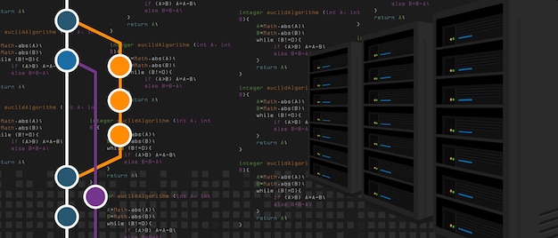 Vector git repositories software subversion servidor de copia de seguridad proceso en la rama de programación y codificación