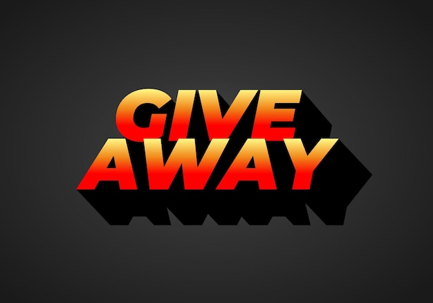 GIVE AWAY Efecto de texto en estilo 3D con color llamativo