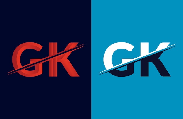 GK letra logotipo colorido en el círculo Vector Ilustración del logotipo
