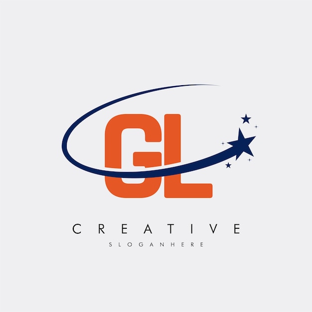 GL Letra LG Estrella Logotipo e icono Diseño de ilustraciones vectoriales de plantilla