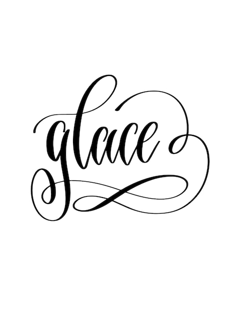 Vector glace texto de letras a mano en blanco y negro