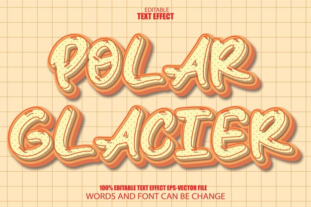 Glaciar polar Efecto de texto editable Estilo de dibujos animados en 3D