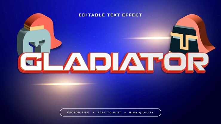 Vector gladiador colorido estilo de fuente de efecto de texto editable en 3d