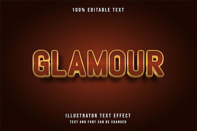 Glamour, efecto de texto editable 3d estilo oro amarillo naranja