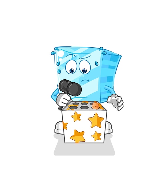 Glass play whack a mole mascota vector de dibujos animados