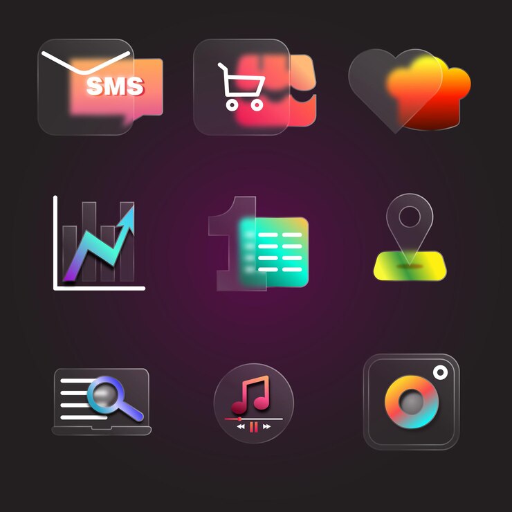 Vector glassmorphims de estilo gradiente de íconos