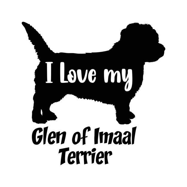 Glen de Imaal Terrier Me encanta mi perro silueta de perro razas de perro logotipo monograma de perro vector