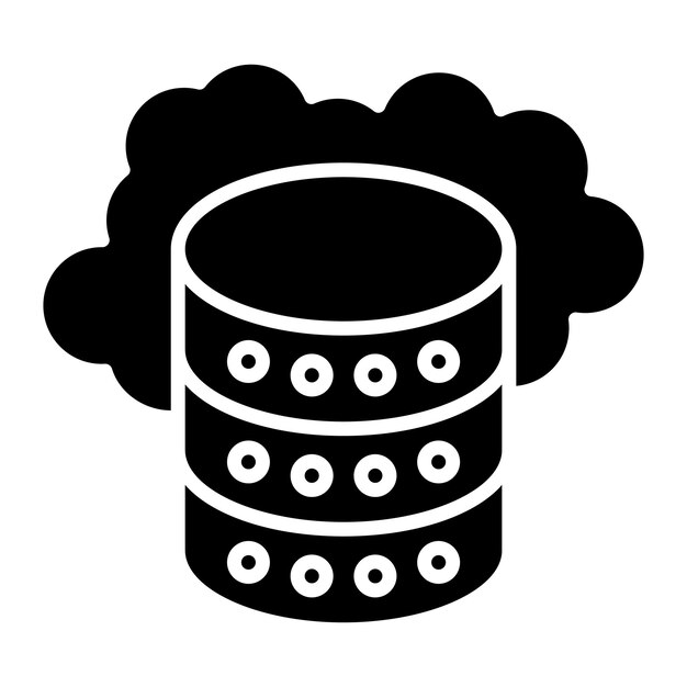 Glifo de almacenamiento en la nube Ilustración negra sólida