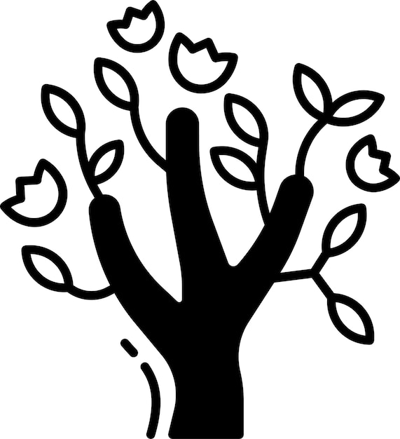 glifo de árbol de magnolia e ilustración vectorial de líneas