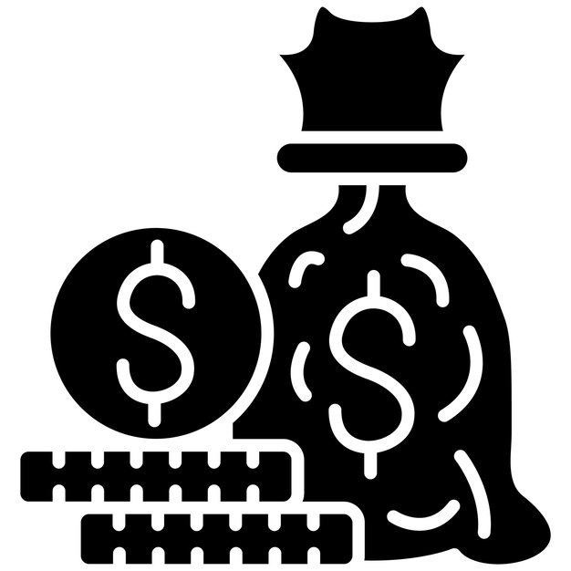 Glifo de bolsa de dinero Ilustración negra sólida