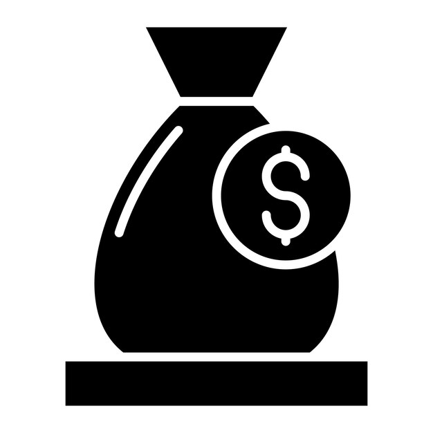 Glifo de bolsa de dinero Ilustración negra sólida
