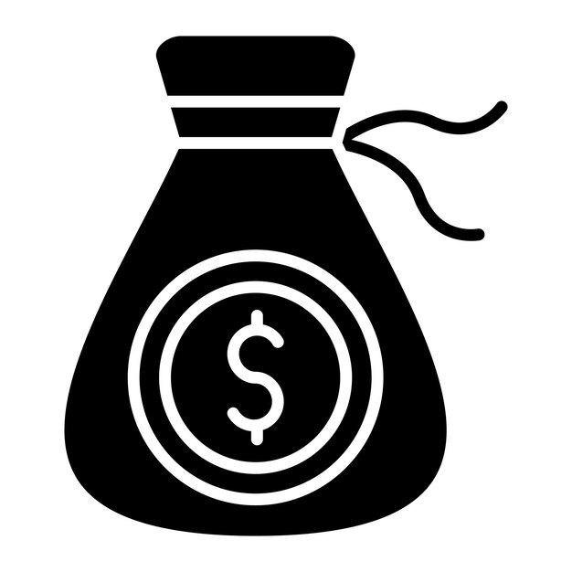 Glifo de bolsa de dinero Ilustración negra sólida