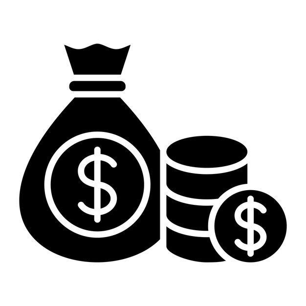 Glifo de bolsa de dinero Ilustración negra sólida