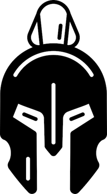 El glifo del casco espartano y la ilustración del vector de líneas