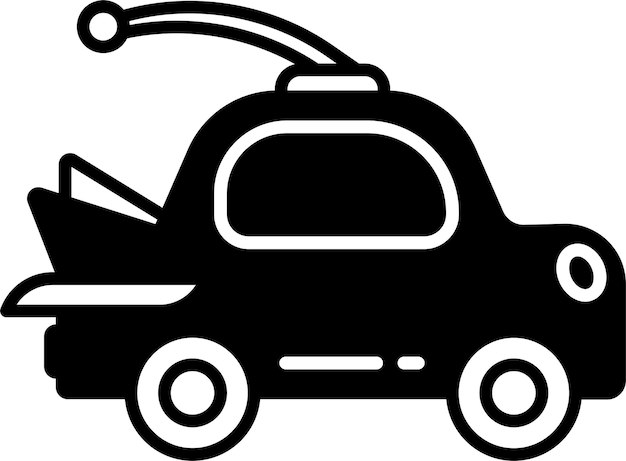 glifo de coche de juguete remoto e ilustración vectorial de líneas