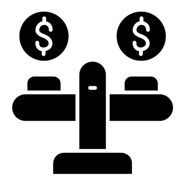 Glifo de escala de dinero Ilustración negra sólida