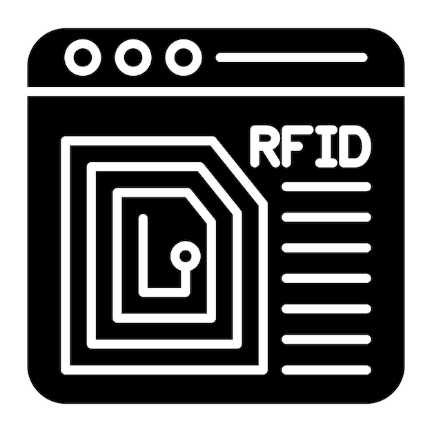 Vector glifo de identificación por radiofrecuencia ilustración negra sólida