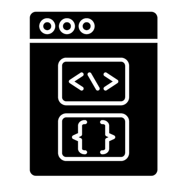 Glifo de lenguaje de programación Ilustración negra sólida