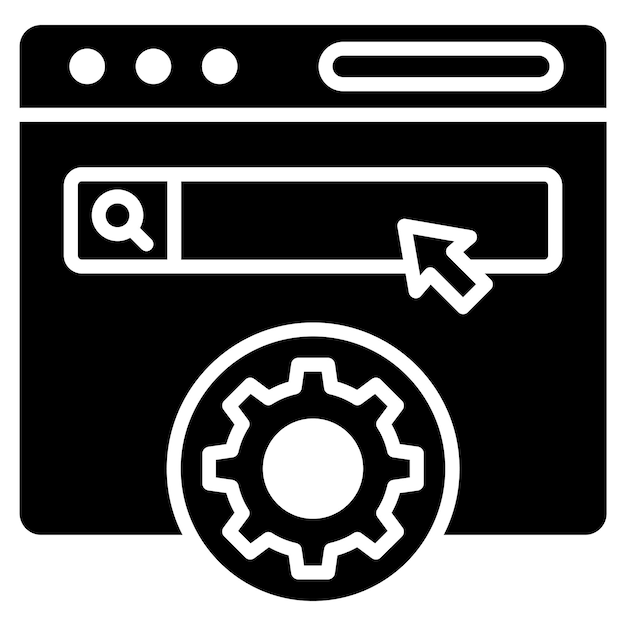 Glifo de optimización de motores de búsqueda Ilustración negra sólida