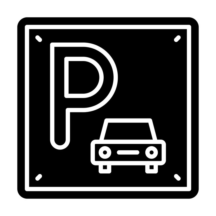 Vector glifo de señal de estacionamiento ilustración negra sólida