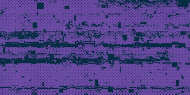 Glitch angustiado con efecto de medio tono púrpura y textura negra textura audaz para el diseño moderno