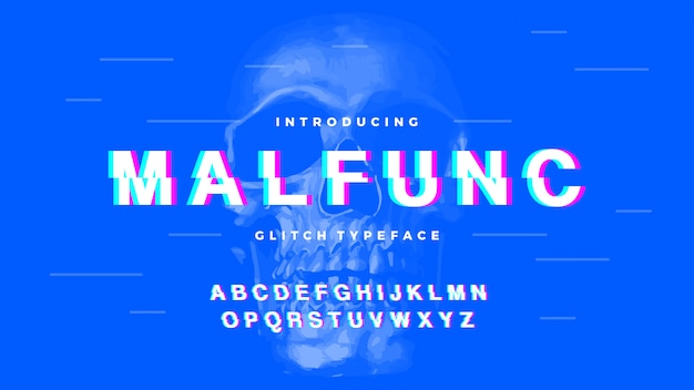 Glitch bold clean font letter set malfunc typeface