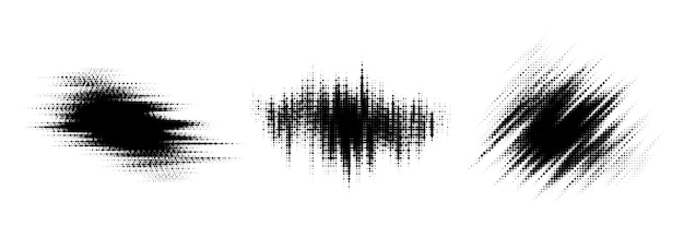 Glitch conjunto de elementos de línea de medio tono textura punteada colección de formas geométricas Grunge cómic abstracto po